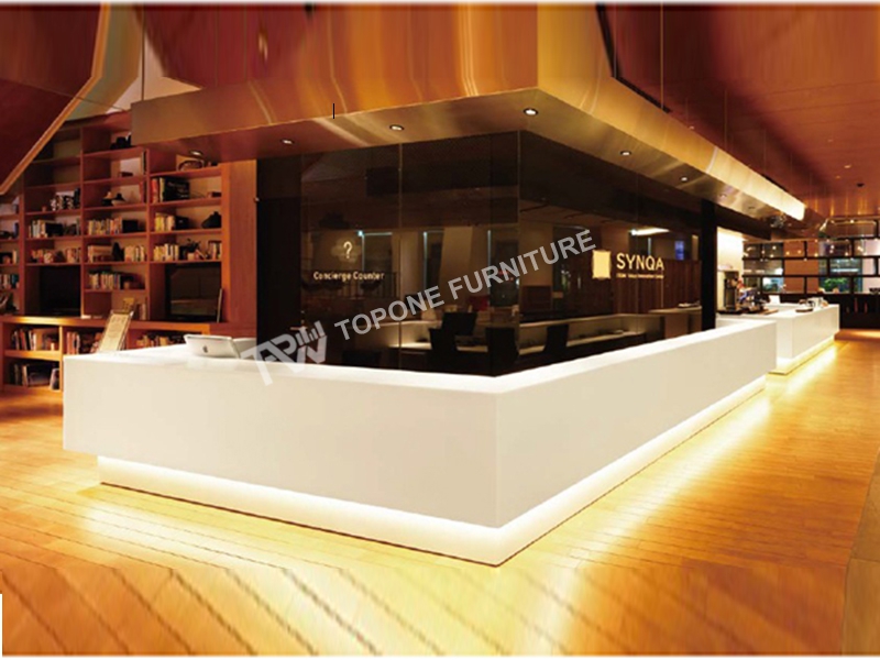 L Shape White Color Hotel Reception Desk Tprd026 Topone Furniture