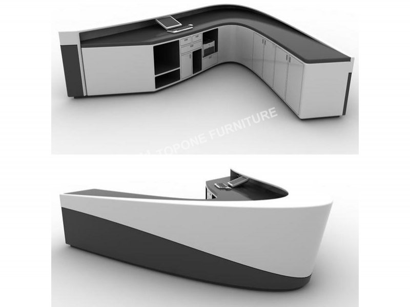 Curved Design Solid Surface Shop Mall Reception Desk Furniture